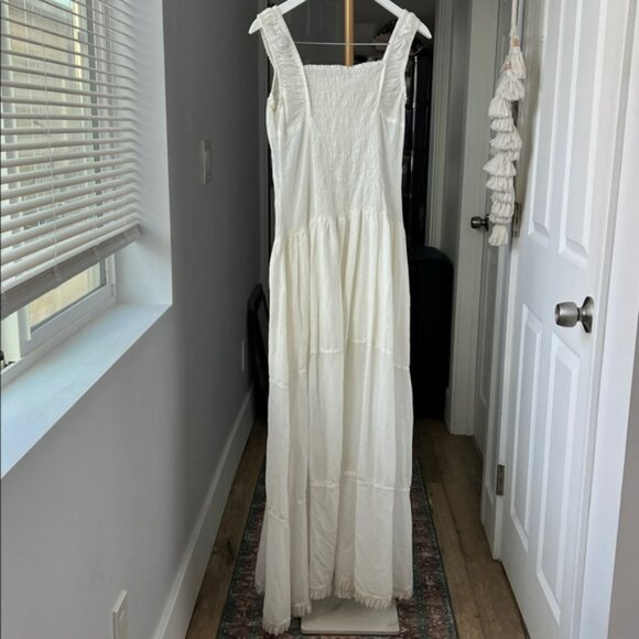 Frankie's Bikinis Christabelle Ruffle Maxi Dress in Sunrose White Large $170 - Picture 6 of 11